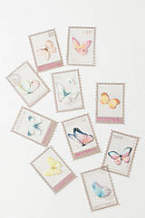 Papier - Botanické poštovné známky - nálepky "Motýle" - 15748513_