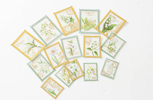  - Botanické poštovné známky - zlatisté " Tender" - 15748445_