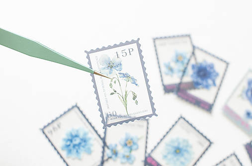 Botanické poštovné známky - nálepky " Dark Blue"