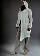 Pánske oblečenie - Ľanový kardigán, letný pánsky kabátik, farba biela - 15748941_