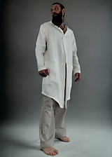 Pánske oblečenie - Ľanový kardigán, letný pánsky kabátik, farba biela - 15748942_