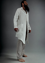 Pánske oblečenie - Ľanový kardigán, letný pánsky kabátik, farba biela - 15748945_