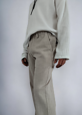 Pánske oblečenie - Ľanové prírodné nohavice, rovný strih, pevný ľan, - 15748959_