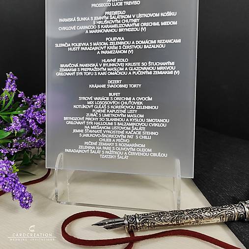Transparentné svadobné menu 001