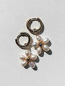 Náušnice - Daisy - náušnice s perlovými kvetinami - 15748069_