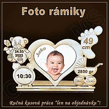 Rámiky - Detský fotorámik s menom a údajmi o narodení - vzor B veľký - 15748273_