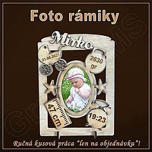 Rámiky - Detský fotorámik s menom a údajmi o narodení vzor D - 15748302_