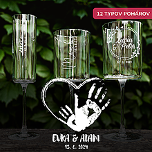 Darčeky pre svadobčanov - Svadobný pohár - Srdce z dlaní (12 typov pohárov) - 15749544_