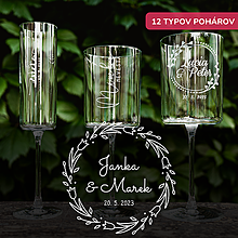 Darčeky pre svadobčanov - Svadobný pohár - venček tulipánov (12 typov pohárov) - 15749565_