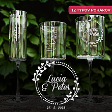 Darčeky pre svadobčanov - Svadobný pohár - venček srdiečok (12 typov pohárov) - 15749582_