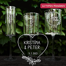 Darčeky pre svadobčanov - Svadobný pohár - srdce (12 typov pohárov) - 15749585_