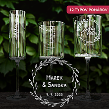 Darčeky pre svadobčanov - Svadobný pohár - venček z lístkov (12 typov pohárov) - 15749602_