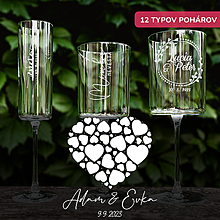 Darčeky pre svadobčanov - Svadobný pohár - Srdce zo srdiečok (12 typov pohárov) - 15749626_