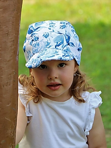 Detské čiapky - Letný detský šilt modrý akvarel - prémiová bavlna - 15750133_