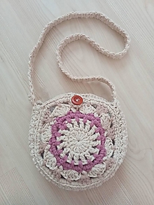 Kabelky - Béžovo-ružová okrúhla kabelka - 15751316_