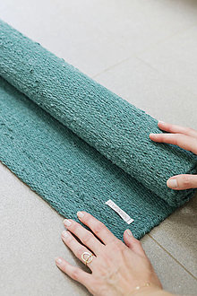 Úžitkový textil - Husto tkaný koberec SMARAGD, smaragdová zelená, bavlna - 15750070_