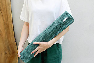 Úžitkový textil - Husto tkaný koberec SMARAGD, smaragdová zelená, bavlna - 15750077_