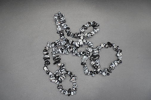 Minerály - Rýchly výber 2. tromlovaných zlomkov v šnúrach (Obsidián vločkový II) - 15752008_