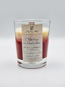 Sviečky - Maliny so šľahačkou - sójová sviečka dvoch vôní v skle s dreveným knôtom, 230 ml - 15751345_