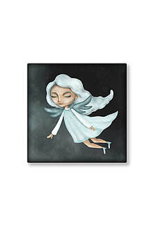 Obrazy - Ilustrácia na plátne 40 x 40 cm - Zasnívaný anjel (tmavá verzia) - 15752463_