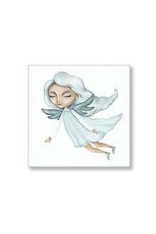 Obrazy - Ilustrácia na plátne 40 x 40 cm - Zasnívaný anjel (svetlá verzia) - 15752475_