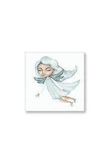 Obrazy - Ilustrácia na plátne 20 x 20 cm - Zasnívaný anjel (svetlá verzia) - 15752477_