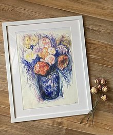 Kresby - Zátišie kytica s vázou - 15750205_