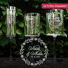 Darčeky pre svadobčanov - Svadobný pohár - Venček Flora (12 typov pohárov) - 15749951_