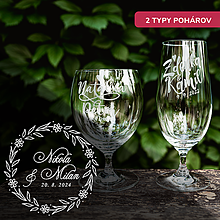 Darčeky pre svadobčanov - Pohár na pivo - Venček Flora (2 typy pohárov) - 15750529_