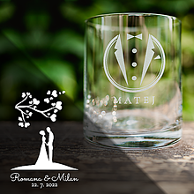 Darčeky pre svadobčanov - Pohár na whisky - Novomanželia pod stromom - 15752402_