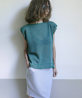 Topy, tričká, tielka - zelené tielko, hodváb,ľan - 15750612_
