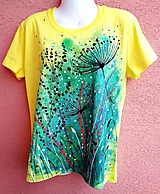 Topy, tričká, tielka - Abstraktné kvety... maľované tričko M - 15754440_