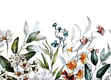 bordúra s letnými kvetmi, 100 % bavlnený satén EÚ, šírka 160 cm