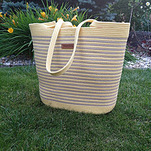 Veľké tašky - Veľká taška na rameno z bavlnených šnúr, žlto piesková - 15753379_