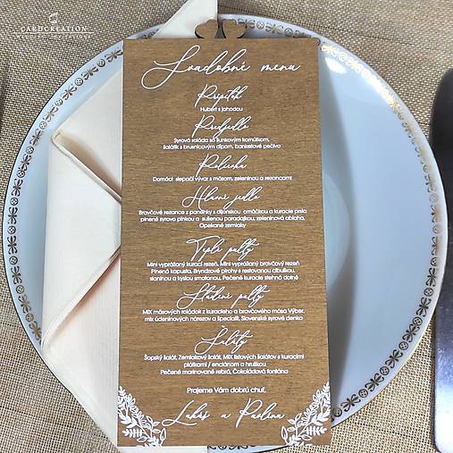 Drevené svadobné menu 002