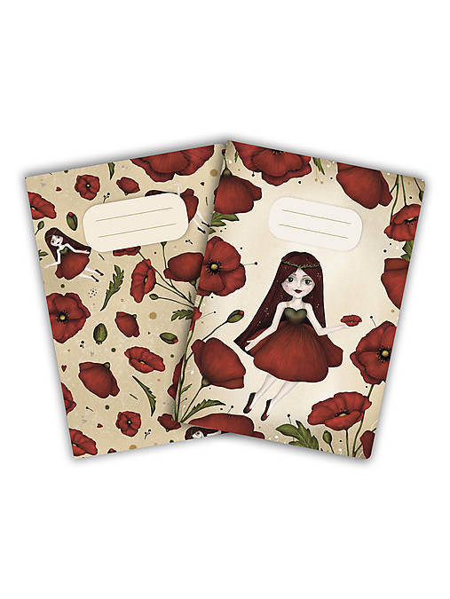 Papiernictvo - Sada dvoch zošitov A5 s motívom Makovej víly a jej ríše - 15753600_