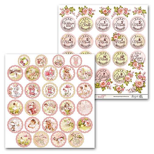 Papier - Margaret Baby Girl scrapbook papier 12x12 doplnkový 618 - 15756595_