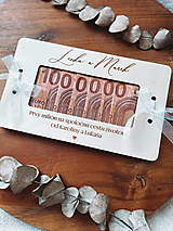 Papiernictvo - Drevená obálka na peniaze - Prvý milión novomanželom - 15755980_