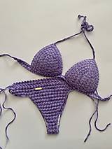 Plavky - Háčkované plavky lila melír - 15755163_