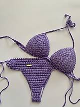 Plavky - Háčkované plavky lila melír - 15755166_
