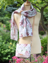 Šatky - Na želanie - set letnej kabelky s ľanovou šatkou "Peonia" - 15754909_