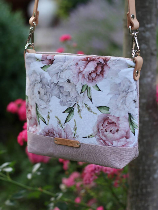 Na želanie - set letnej kabelky s ľanovou šatkou "Peonia"