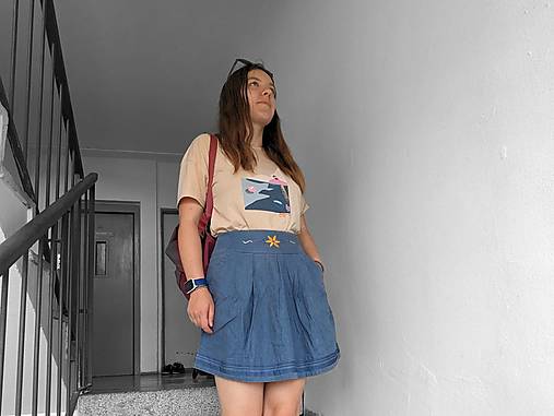 Sukne - Ľanová sukňa – upcyklovaná - 15755245_