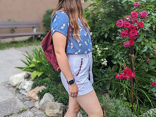 Nohavice - Ľanové kraťasy (šortky) – upcyklované - 15756401_