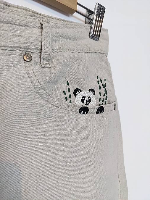 Nohavice - Ľanové kraťasy (šortky) – upcyklované - 15756444_