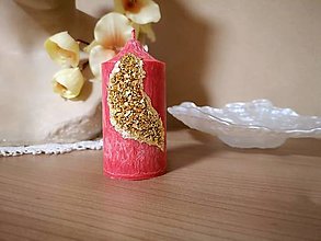 Svietidlá a sviečky - Palmová sviečka so zlatými kamienkami (Červená) - 15755200_
