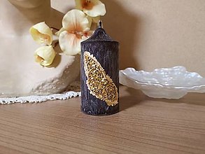 Sviečky - Palmová sviečka so zlatými kamienkami (Čierna) - 15755205_