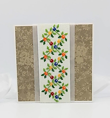 Papiernictvo - Pestrý kvetinový záhon - vyšívaná pohľadnica - 15755580_