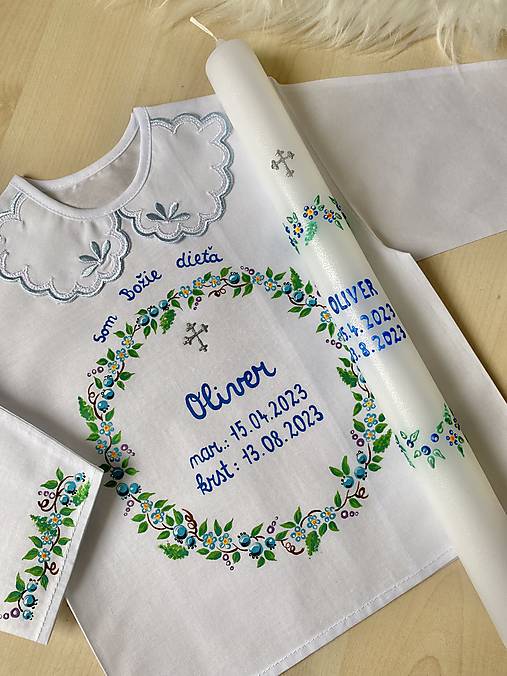 Detské oblečenie - maľovaná košieľka ku krstu  - 15757694_