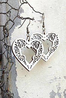 Náušnice - Náušnice - Srdce ornament (biela) - 15757611_